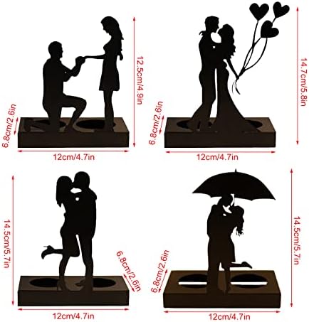JYCRA Romantic Couple Statue Candle Holder for Wedding Decoration,Elegant Black Metal Candle Holder for Couples Valentine(B)