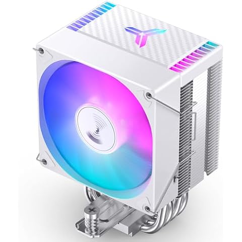 JONSBO CR1400 EVO White Color 9cm CPU Cooler, H130mm, Air Cooling Tower Radiator, Silent heatsink, 4pin Automatic Light CPU Fan,4 Copper Heatpipes AMD AM4/AM5 Intel LGA1700, 92mm RGB Fan, White Cover