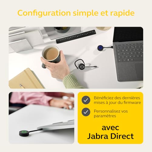 Jabra Engage 55 - Micro-casque convertible sans fil avec Earhook, Serre-tête & tour de nuque - Link 400 USB-A, Micro à réduction de bruit, Longue portée, Protection auditive - Certifié Teams - Noir