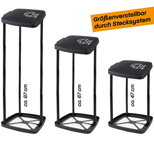 Hinrichs Müllsackständer 120L - Höhenverstellbarer Müllbeutelhalter mit Deckel und Klemmring - Ständer Gelber Sack - Gratis 2 Schwarze Müllsäcke 120L - Image 3