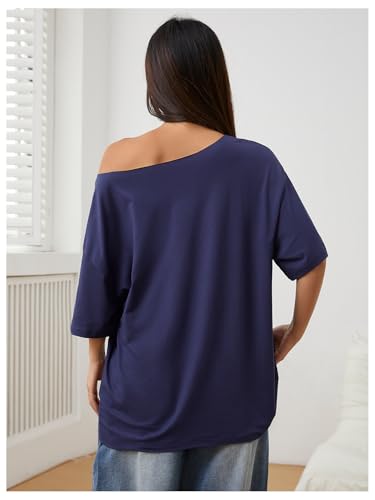 SOLY HUX Women's Off The Shoulder Tops Graphic Tees Jersey Shirts Number Print Baggy Oversized T Shirts3