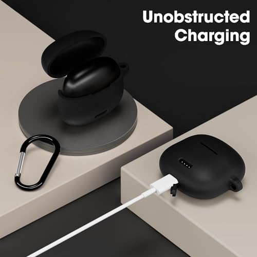 Image of Sounce Earphone Case Cover Compatible for Noise Buds VS104, Soft Silicone Skin Case Cover Shock-Absorbing Protective Case with Keychain [Front LED Visible] - Black