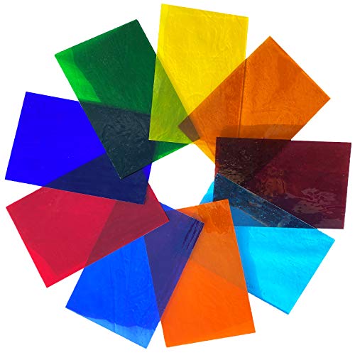 PALJOLLY 9 Pack Transparent Stained Glass Sheets, 4 x 6 inch Cathedral Glass Colored Glass Assorted Colors for Stained Glass Projects and Mosaics by PALJOLLY - Image 3