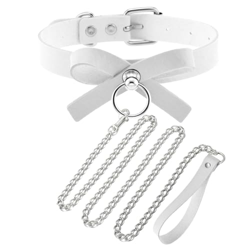 Collier et laisse souple anti-irritation avec nœud papillon blanc pour petit chien - 9