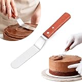 Winkelpalette Torte, Torten Winkelpalette mit Holzgriff, Glasurspatel, Tortenspachtel, Icing Spachtel, Kuchenspatel, Spachtel aus Edelstahl, Fondant und Backzubehör (6 Zoll)