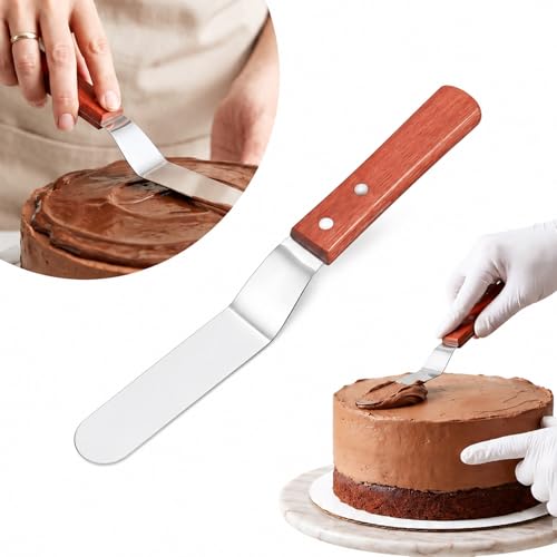 6" Offset Spatulas Icing Spatula Stainless Steel Frosting Spatulas Cake Spatula with Sturdy & Durable Handle Ideal for Cake Decorating Pastry Baking