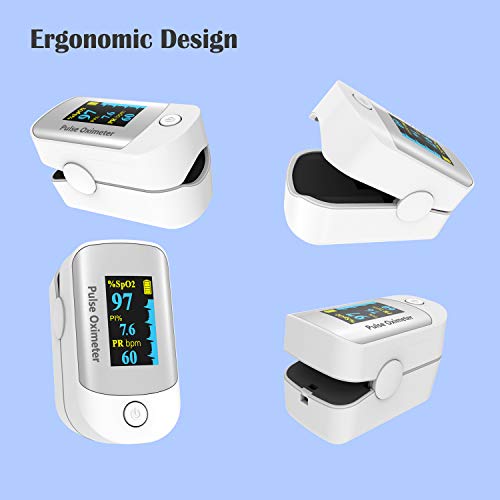 Pulse Oximeter Fingertip With Plethysmograph And Perfusion Index, Portable Blood Oxygen Saturation Monitor For Heart Rate And Spo2 Level, O2 Monitor Finger For Oxygen,Pulse Ox,Oxi, (White) #TOP5