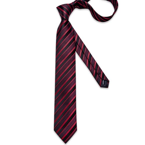 Image of DiBanGu Mens Tie Silk Plaid Striped Necktie and Pocket Square Cufflinks Tie Clip Set with Gift Box Formal Wedding Party