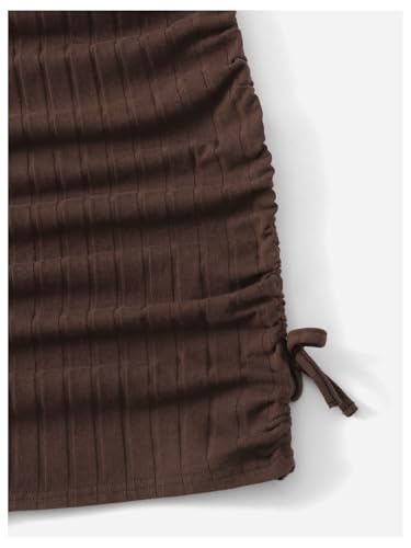 SOLY HUX Girl's Spaghetti Strap Ribbed Knit Drawstring Side Ruched Bodycon Cami Dress4