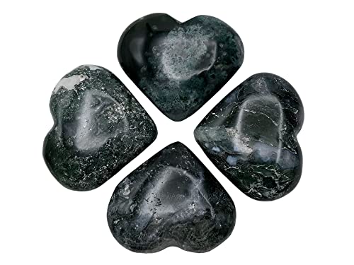 Image of Amazing Gemstone Moss Agate Crystals and Healing Stones - Large Palm Stone Crystals Piedra - Crystal for Good Luck, Balanced Positive Energy, Meditation - Unique Stocking Stuffers, Gifts for Women