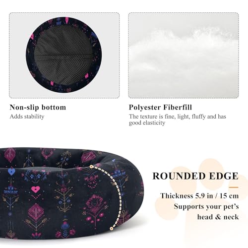 Lit pour chat scandinave fleurs sombres taille S : une sieste zen dans votre salon