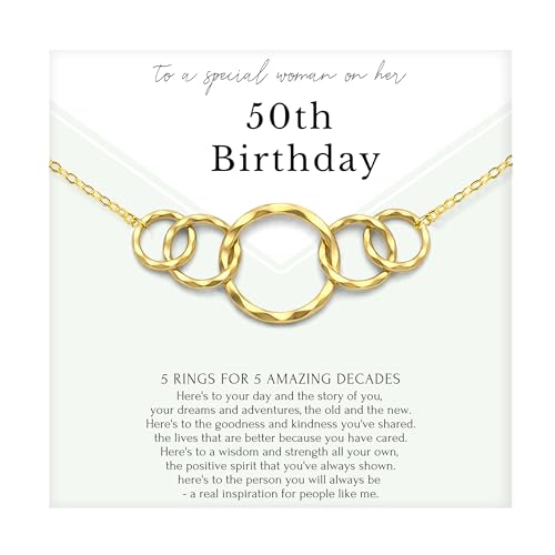 HOPE LOVE SHINE 50th Birthday Necklace for Her Gold Vermeil Gift Jewelry