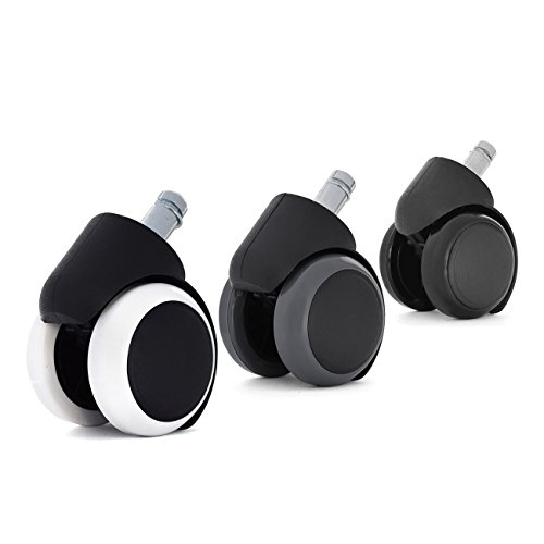 MY SIT Ruote per Sedie da Ufficio per Poltrona di Ufficio Rotelle Ufficio Sedia Diametro Routa 5 cm Diametro del perno 11 mm Set di 5 per pavimenti duri in Nero/Bianco