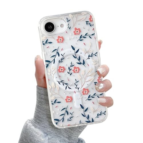 Coque transparente fleurie iPhone 16 idéale cadeau MagSafe