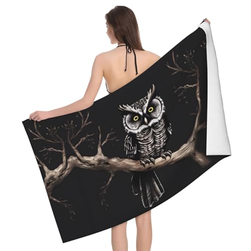 SINFWSVRB Late Night Owl Print Bath Towels - Soft Towel for Bathroom, Beach, and Travel - Versatile