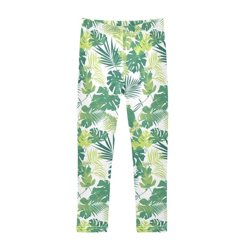 KLL Tropical Greens Leaves Toddler Girl Legging Comfortable High Waisted Athleisure Pants Exercise