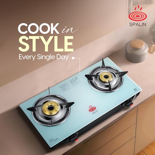 Image of 2 Burner Manual Gas Stove | BIS Certified | High Efficiency Brass Burners | Durable & Lightweight (white, 2 Burner Manual Gas Stove | Rust-Proof White Aluminium Body)