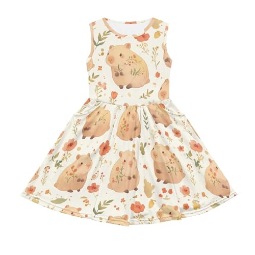 Dress for Girls Casual Midi Sleeveless A Line Summer Dresses Hawaiian Fit and Flare Sundress with Pocket