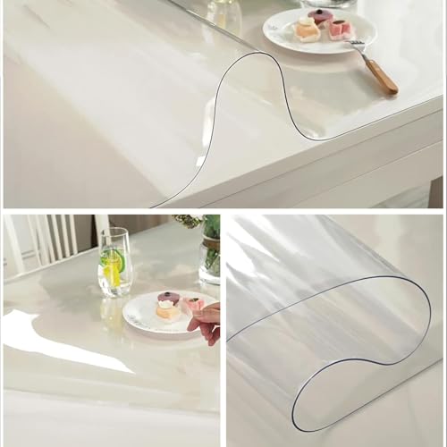 Protège-table transparent rectangle 85x140 cm en PVC lavable épaisseur 1.5mm