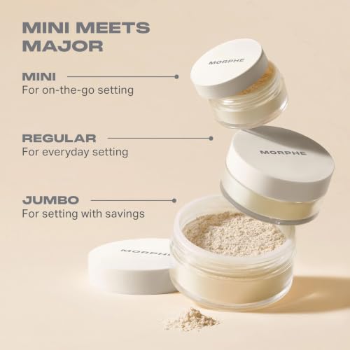 Image of Morphe Bake & Set Brightening Setting Powder - Lightweight, Talc-Free, Loose Powder for Face Makeup with a Soft, Natural Finish - Minimizes Shine for Up to 24HR - Brightening Pink (0.09 oz)
