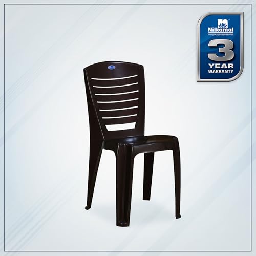 Image of Nilkamal Plastic Chair for Living Room |Set of 4 | 3 Year Warranty | for Home, Living Room, Outdoor | Weather Brown Colour | CHR4025