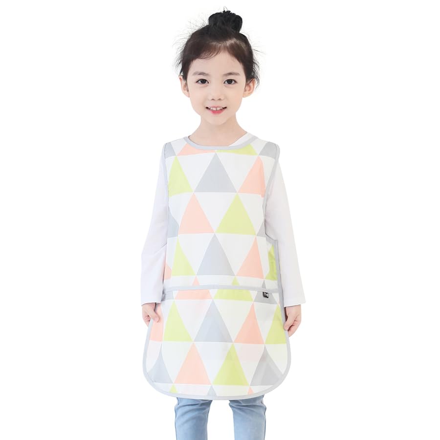 Kids Waterproof Art Tabard | Sleeveless Messy Play Painting Smock for Toddlers | Size S–XL | Kids Artist Apron for School, Daycare, Crafts, Lime Triangle (19-M) — image 1