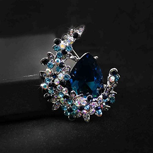 Image of Fashion Rhinestone Flower Brooches Pins Cute Pearl Crystal Floral Lapel Pin Brooch Costume Decorate Jewelry for Women Gril Gift
