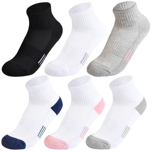 Hakugoo Kids Socks - Breathable Mesh & Cotton Ankle Athletic Socks for Boys & Girls, Youth 6/12 Pairs