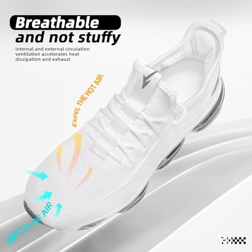 Image of Luogoks Men's Air Cushion Running Shoes Breathable Tennis Basketball Sneakers Non Slip Workout Casual Sport Shoes Gym Training Comfortable Fashion Shoes
