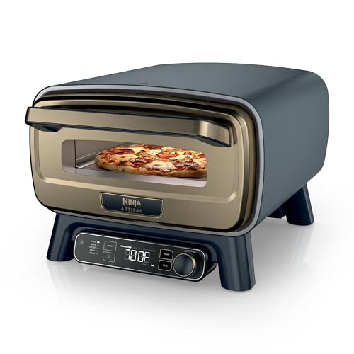 Image of Ninja Artisan Outdoor Pizza Oven, 12-inch, 3-minute Pizza, Neapolitan, Thin Crust, New York Chicago, Custom, 700F Max Temperature, Electric Heat, Bake, Broil, Proof, Warm, Blue, MO201BL1