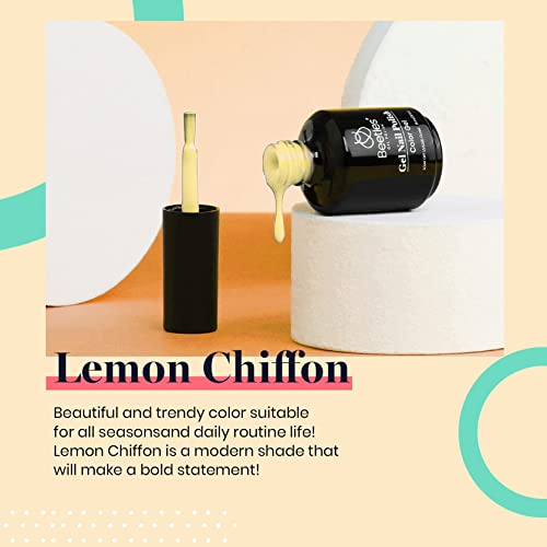 Image of Beetles Yellow Gel Polish - Lemon Chiffon 15ML /0.51Fl Oz, Pastel Yellow Gel Nail Polish, Soak Off UV LED Lamp Nails Art, Long-Lasting Manicure Salon DIY Home Bright Nails