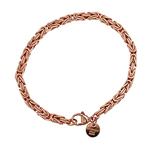 Tendenzalia Bizantiner Königsarmband quadratisch original italienische Kette 18kt rosé vergoldet 4mm breit Länge 17cm