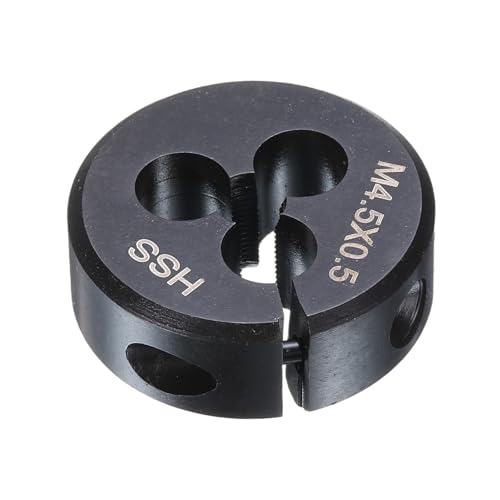 QUARKZMAN Verstellbare Schneideisen M4,5x0,5x25,4mm, Rechtshänder Gewindeschneideisen, Schwarz