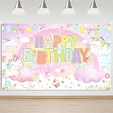 Mocsicka Rainbow Unicorn Backdrop Unicorn Party Decorations Unicorn Birthday Banner for Girls Unicorn Birthday Photo Booth Props