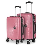 MERCURY TEXTIL- Juego de 2 Maletas de Viaje de Cabina y Mediana. Maletas de ABS y Polipropileno, Ligeras y Resistentes 4 Ruedas Dobles 360º (Pink)