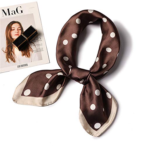 Schal Halstuch New Dot Square Schal Frauen Hals Haargummi Band Hotel Kellner Flugbegleiter Business Bandana Seidentasche Satin Schals Fj09Coffee