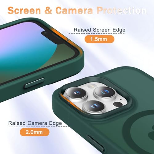 Image of YENAPOON for iPhone 12 Pro Max Case, Matte Magnetic Phone Case, Dark Green | Fit for Magsafe, Screen Protector Included, Translucent Frosted Slim Shockproof Protective Cover