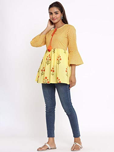 Image of FABRIC FITOOR Women's Floral Print Cotton Peplum Top