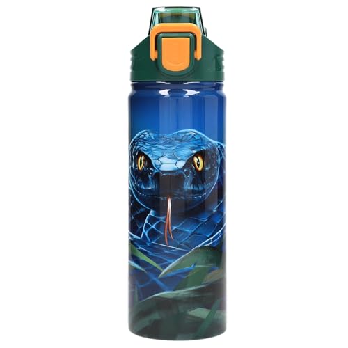 Depesche 13990 Adventure World - Borraccia in Acciaio Inox Blu-Verde, con Motivo a Serpente, Tappo e Manico, capacitĂ Circa 600 ml.
