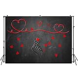 Toile de fond pour photographie de Saint Valentin avec doigt en forme de cœur rouge pour mariage, fiançailles, studio, couple, séance photo de bébé, 3 x 2 m