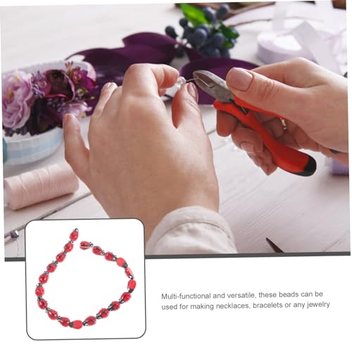 COLLBATH 1 Contas De Artesanato De Vidro Contas De Joaninha Vermelha Contas De Joaninha Lampwork Art