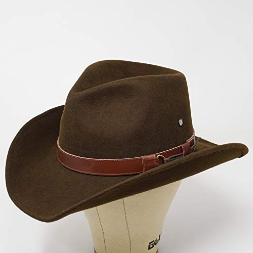 Borges & Scott Forester – Western Style Wool Felt Hat - Water Resistant – Wired Mouldable Brim - Coffee 58Cm (Medium) #TOP4