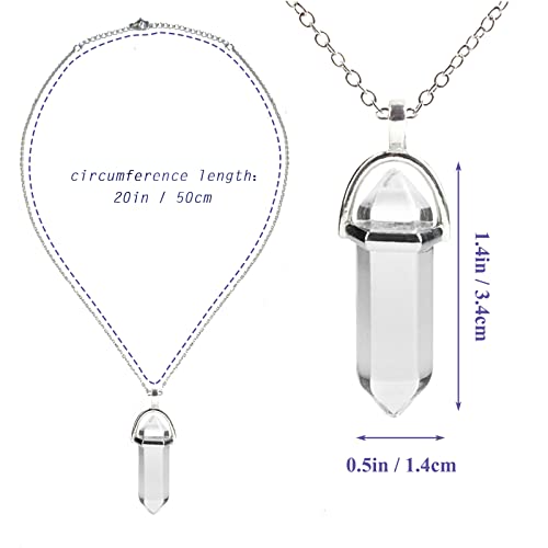 Crystal Necklaces For Women, Hexagon Crystal Point Pendant Necklace, Healing Crystal Stone Necklace For Spiritual (Clear Quartz) #TOP6