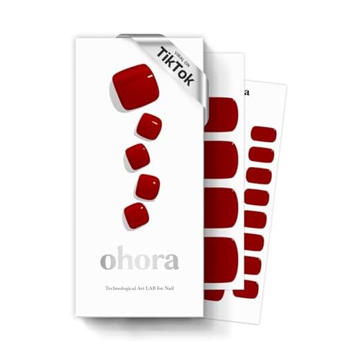 ohora Semi Cured Gel Pedi Strips (P Basic Pedicure no.4) - Red, Solid, Works with Any UV/LED Lamps, Salon-Quality, Long Lasting, Easy to Apply & Remove - Includes 2 Prep Pads, Nail File & Wooden Stick