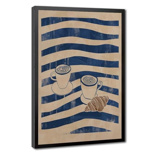 Impression sur toile minimaliste beige affiche café croissant chambre 20x30