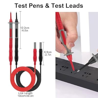 SUNJOYCO 12PCS Multimeter Leads, Back Probe Kit, Multimeter Test Leads Kit with Alligator Clips, Replaceable Wire Piercing Probes, Test Hooks, Back Probe Pins