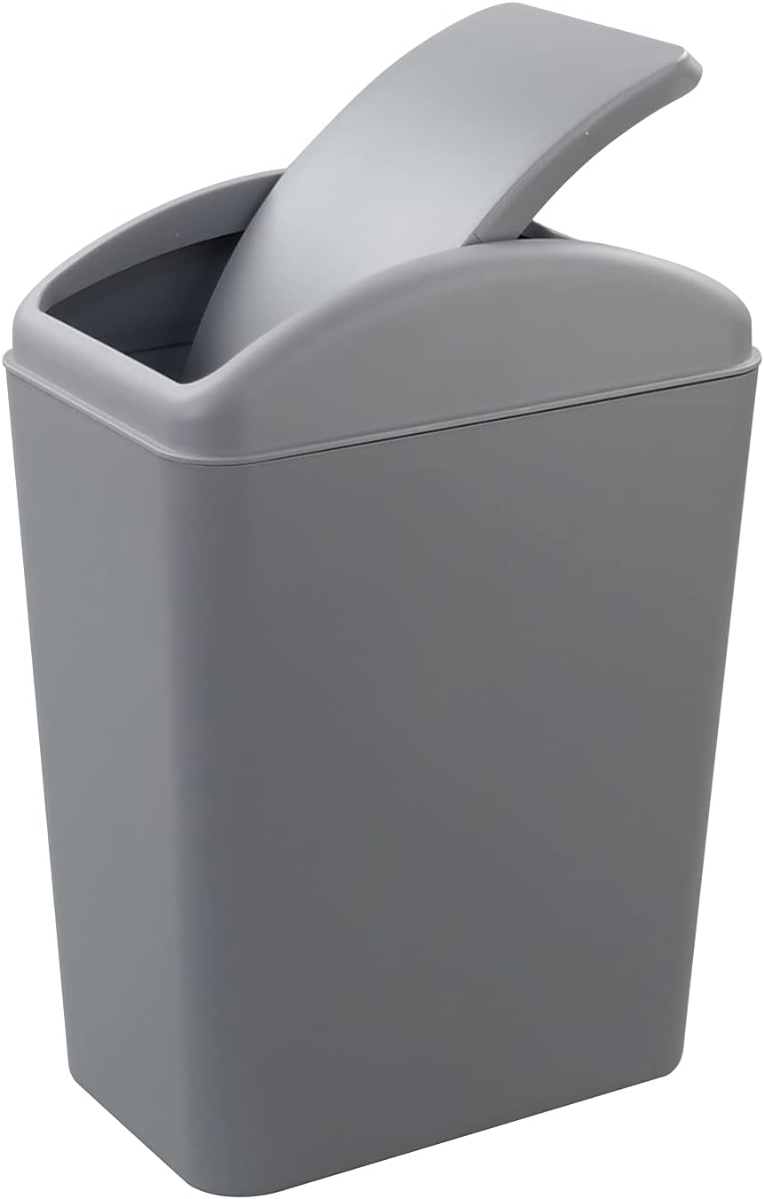 20 L Plastic Trash Can, Grey Plastic Swing Top Bin, 1 Pack