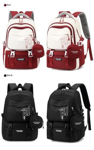 Image of TS WITH TECHSUN College Laptop Backpack for Women & Teens with Zipper Pouch | School Bag for Girls 13-14 Years | 18 Inch Book Backpack | Travel School Bag, Tuition, Coaching