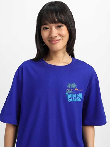 Image of JUNEBERRY Pure Cotton Oversized Baggy Fit Round Neck Drop Shoulder Swan White Back Graphic Printed T-Shirt for Women /Girls