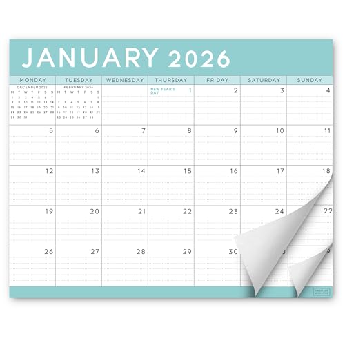 S&O Teal 2026 Magnetic Fridge Calendar - Tear-Off Refrigerator Calendar to Track Events & Appointments through December 2026-18 Month Magnetic Planner for Fridge for Easy Planning-8x10 in.